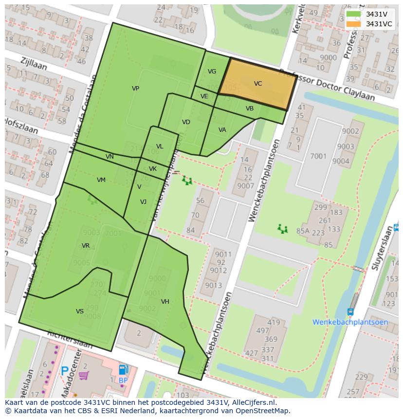 Afbeelding van het postcodegebied 3431 VC op de kaart.