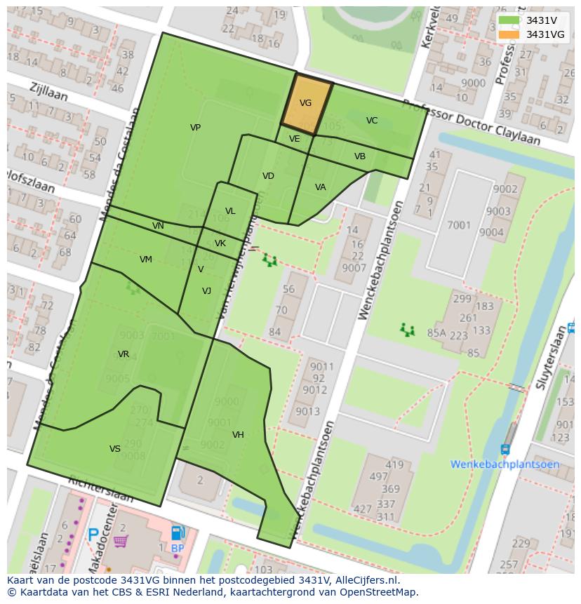 Afbeelding van het postcodegebied 3431 VG op de kaart.