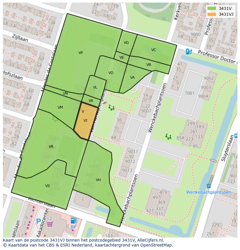 Afbeelding van het postcodegebied 3431 VJ op de kaart.