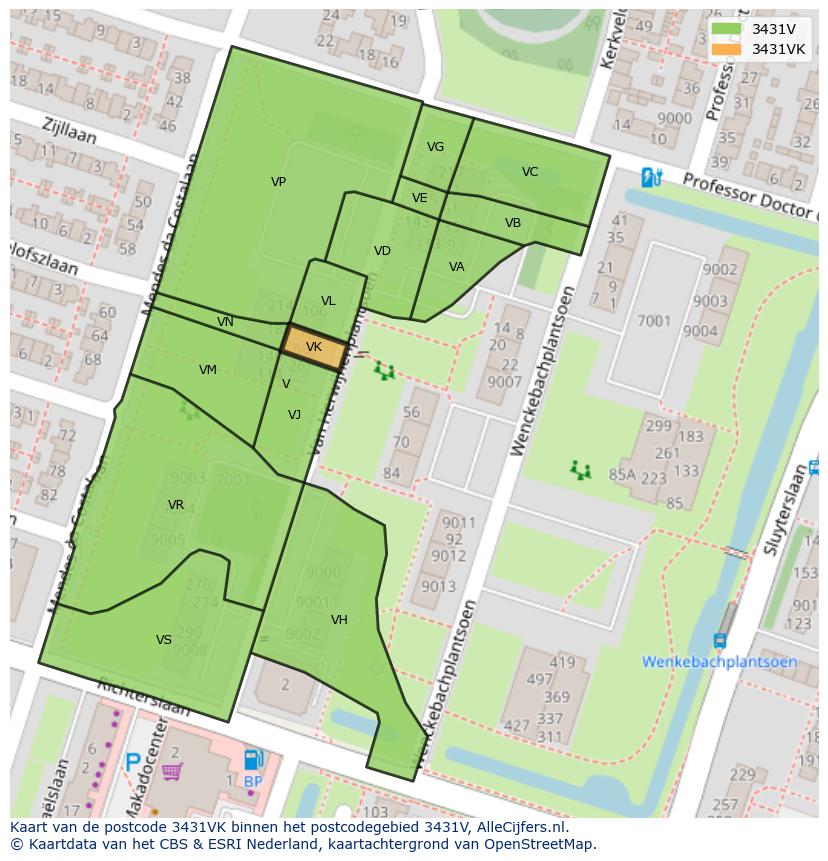 Afbeelding van het postcodegebied 3431 VK op de kaart.