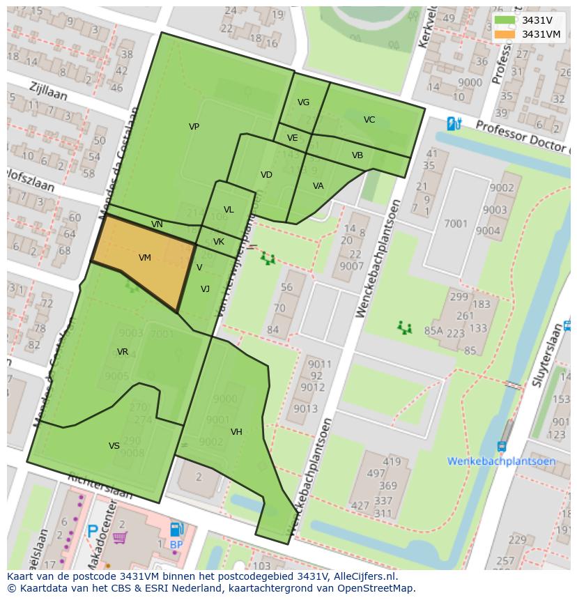 Afbeelding van het postcodegebied 3431 VM op de kaart.