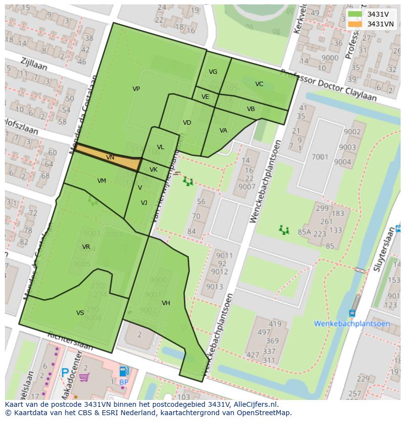 Afbeelding van het postcodegebied 3431 VN op de kaart.
