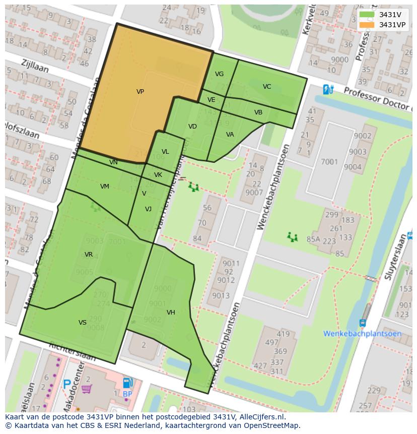 Afbeelding van het postcodegebied 3431 VP op de kaart.