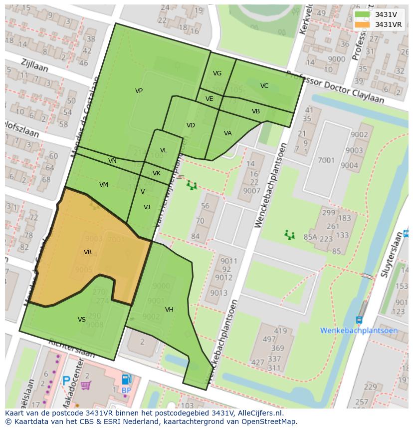 Afbeelding van het postcodegebied 3431 VR op de kaart.