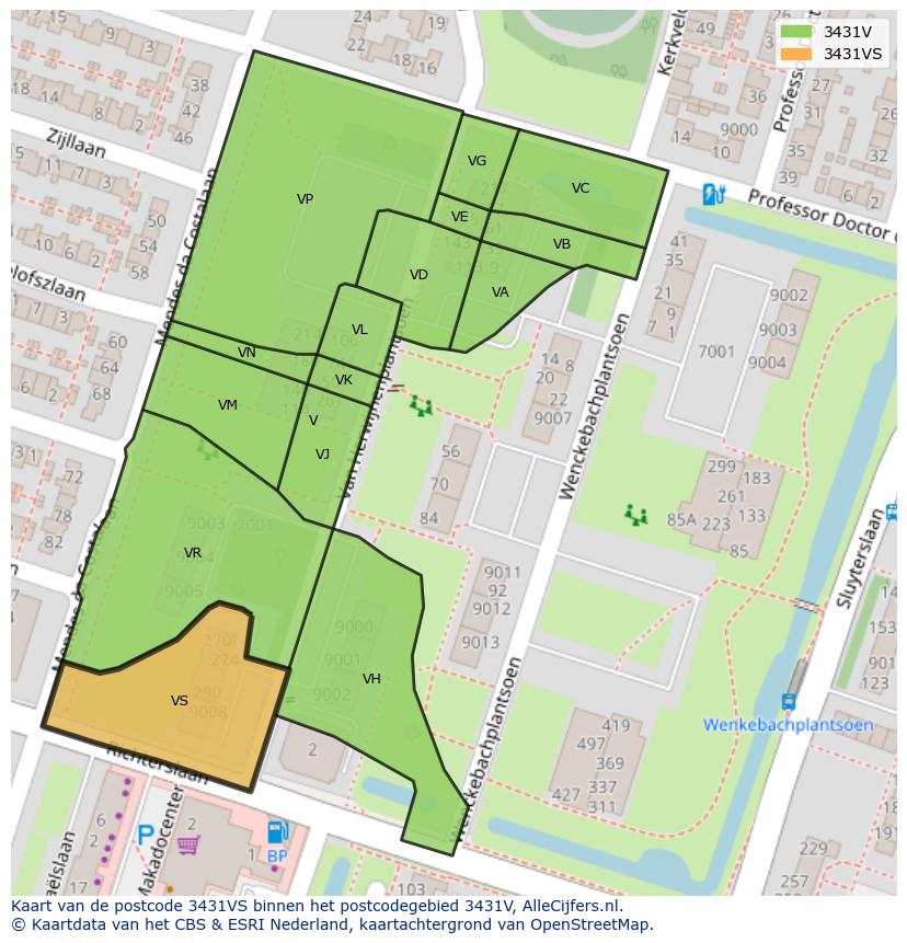 Afbeelding van het postcodegebied 3431 VS op de kaart.