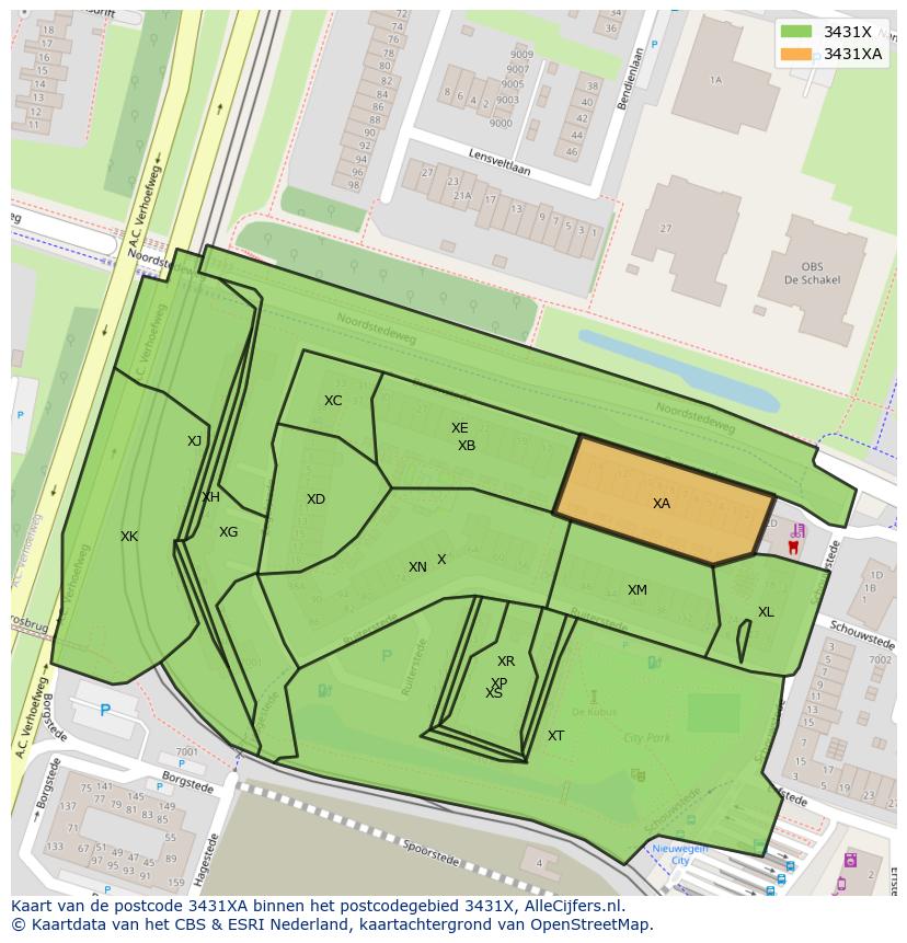 Afbeelding van het postcodegebied 3431 XA op de kaart.