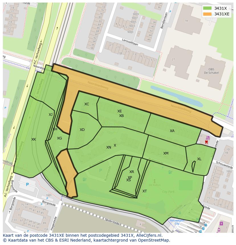 Afbeelding van het postcodegebied 3431 XE op de kaart.