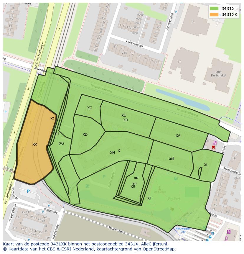 Afbeelding van het postcodegebied 3431 XK op de kaart.