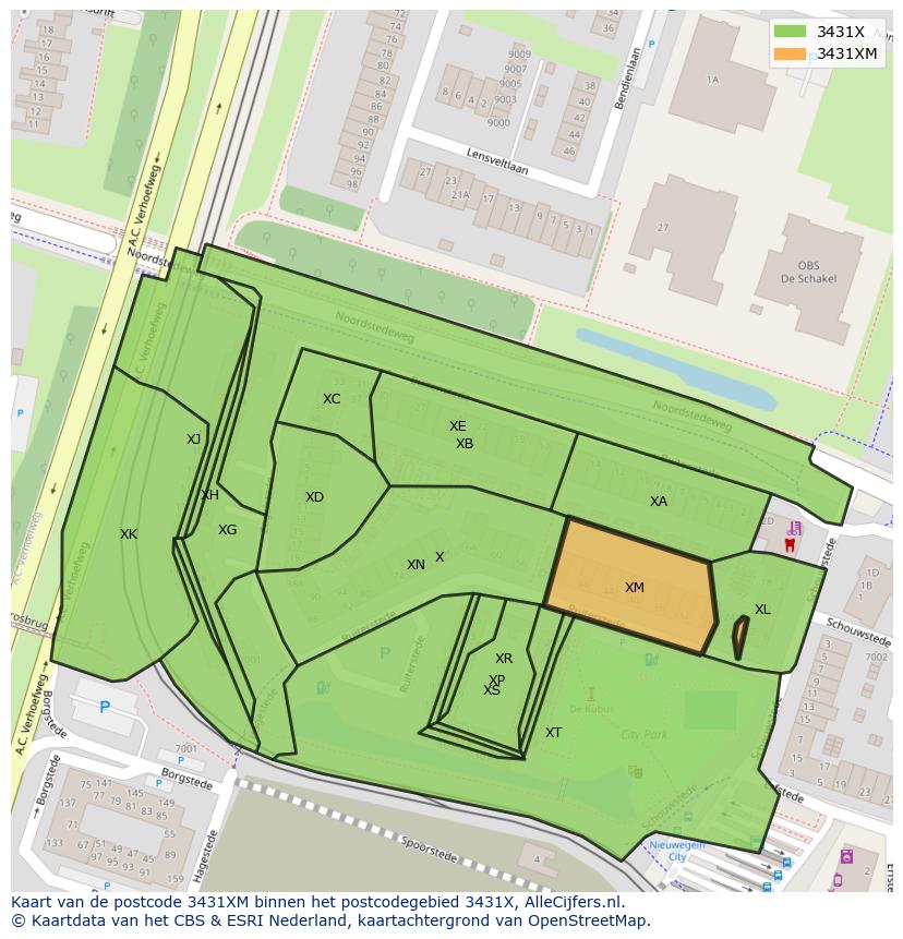 Afbeelding van het postcodegebied 3431 XM op de kaart.
