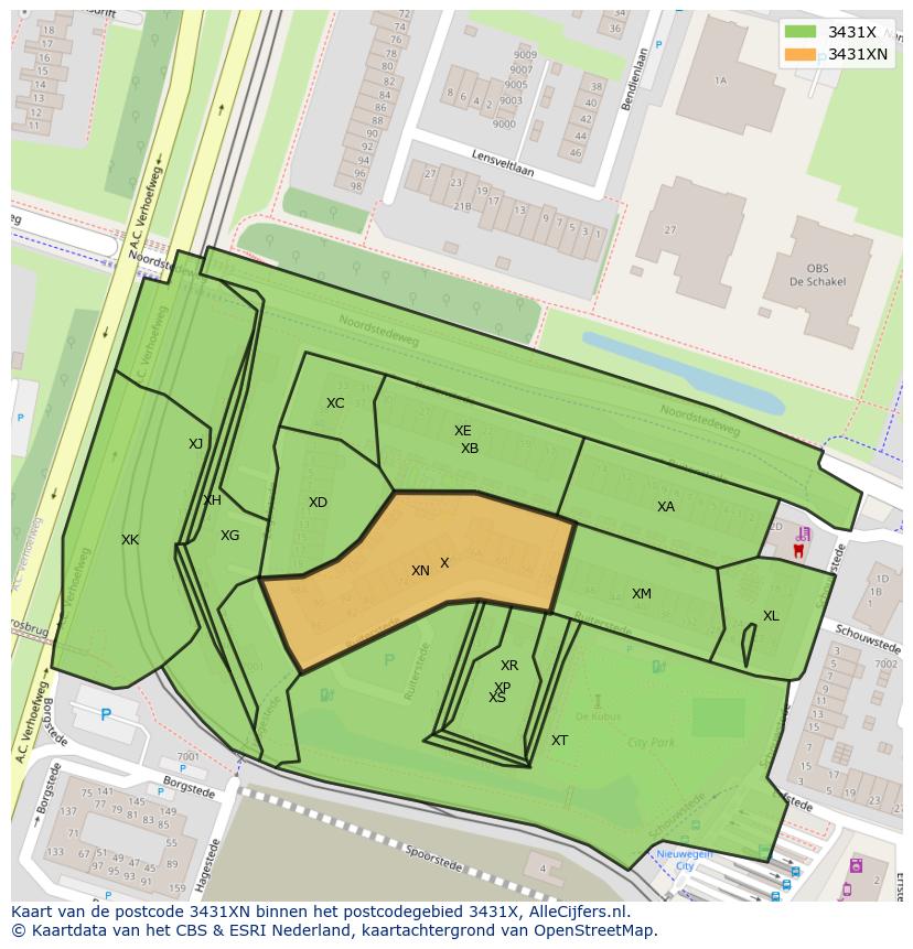 Afbeelding van het postcodegebied 3431 XN op de kaart.