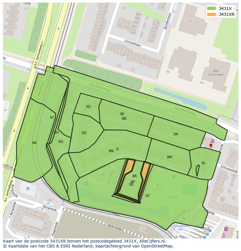 Afbeelding van het postcodegebied 3431 XR op de kaart.