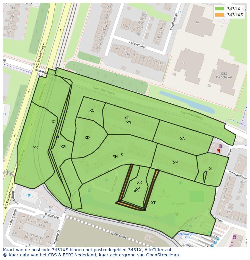 Afbeelding van het postcodegebied 3431 XS op de kaart.