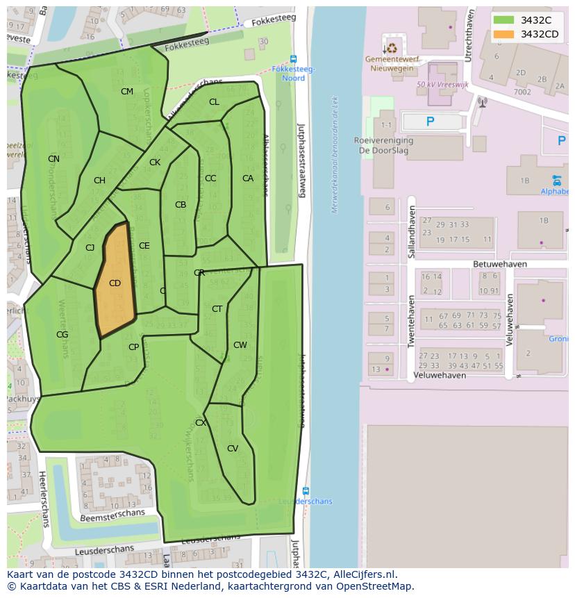 Afbeelding van het postcodegebied 3432 CD op de kaart.