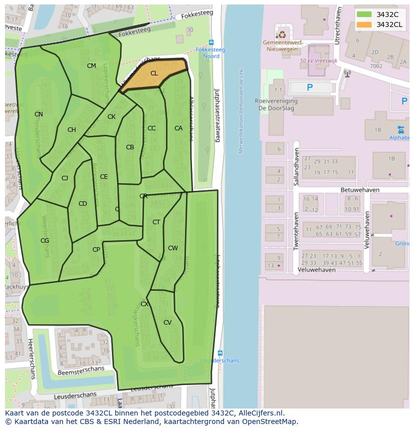 Afbeelding van het postcodegebied 3432 CL op de kaart.