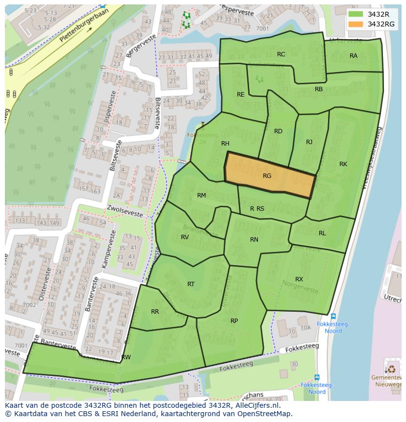 Afbeelding van het postcodegebied 3432 RG op de kaart.
