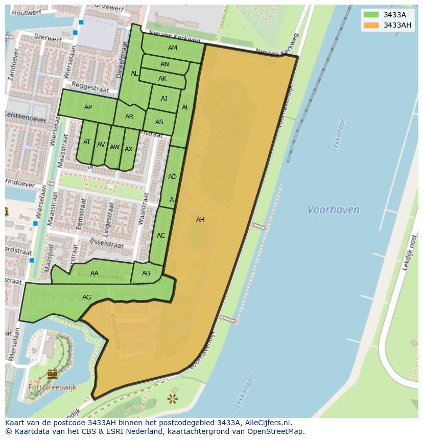 Afbeelding van het postcodegebied 3433 AH op de kaart.
