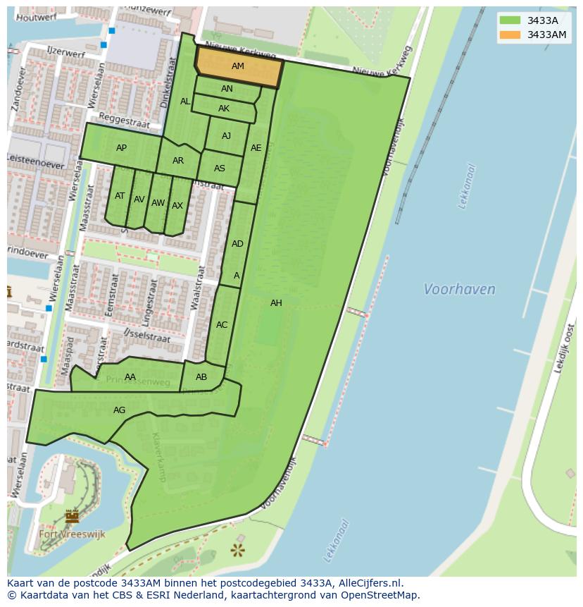 Afbeelding van het postcodegebied 3433 AM op de kaart.