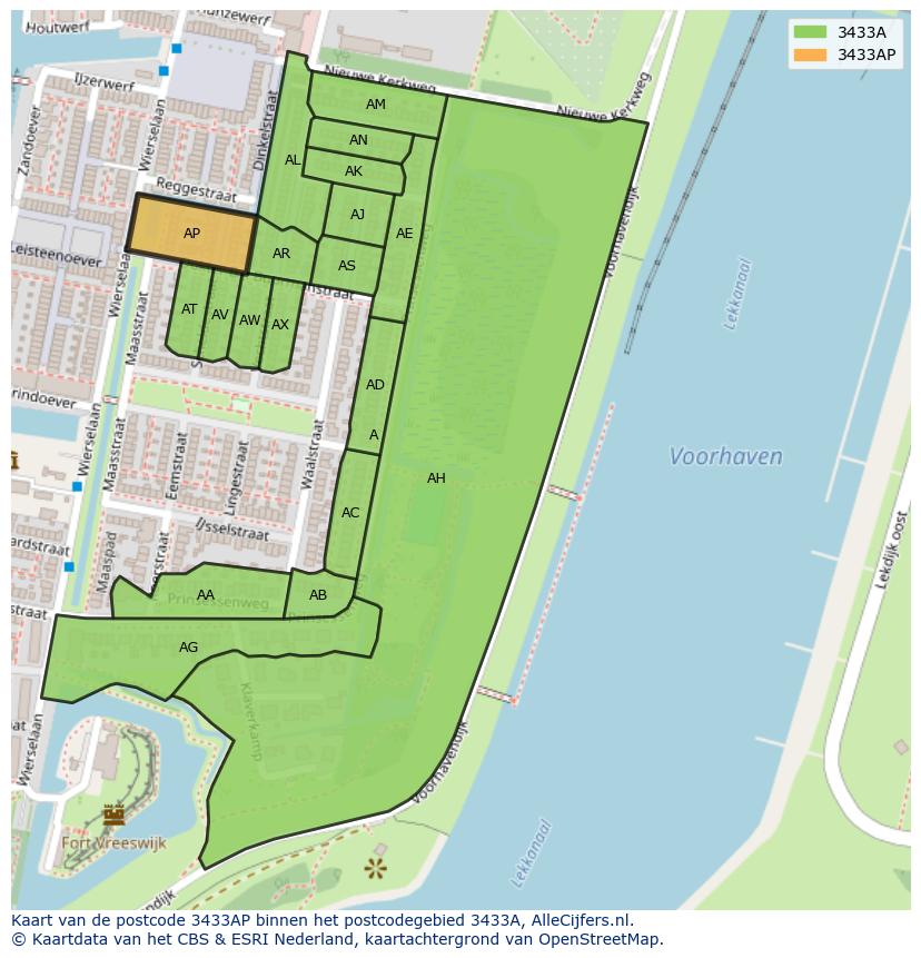 Afbeelding van het postcodegebied 3433 AP op de kaart.