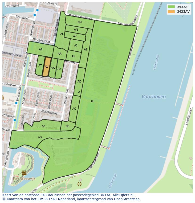 Afbeelding van het postcodegebied 3433 AV op de kaart.