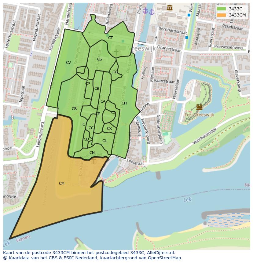 Afbeelding van het postcodegebied 3433 CM op de kaart.