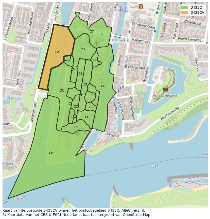 Afbeelding van het postcodegebied 3433 CV op de kaart.