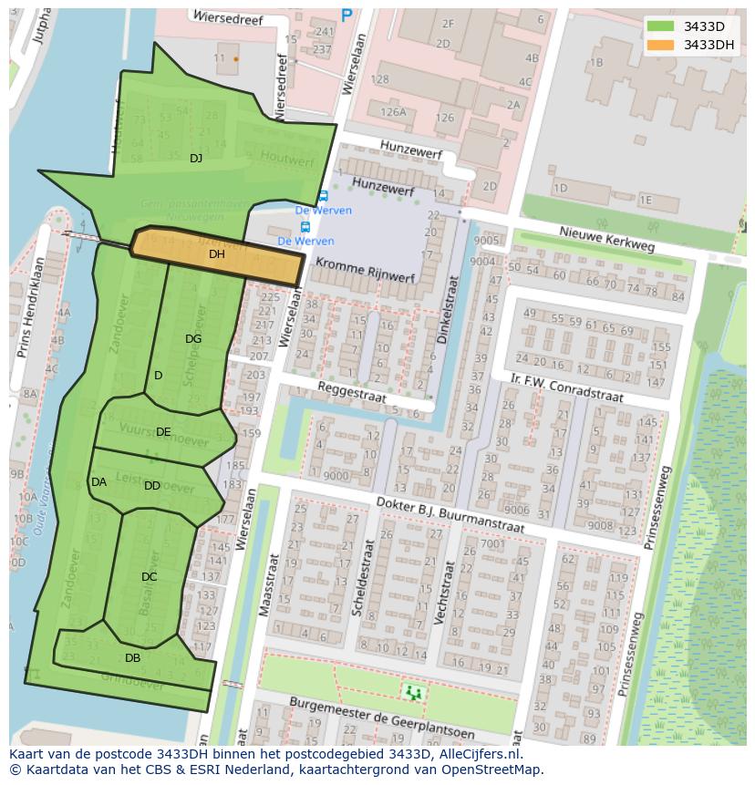 Afbeelding van het postcodegebied 3433 DH op de kaart.