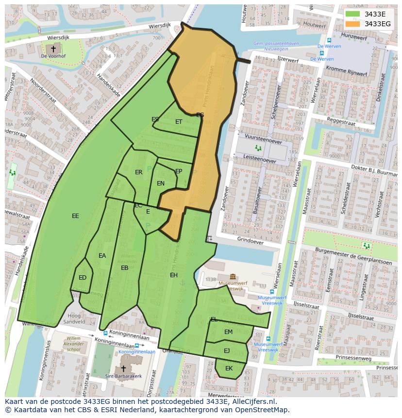 Afbeelding van het postcodegebied 3433 EG op de kaart.