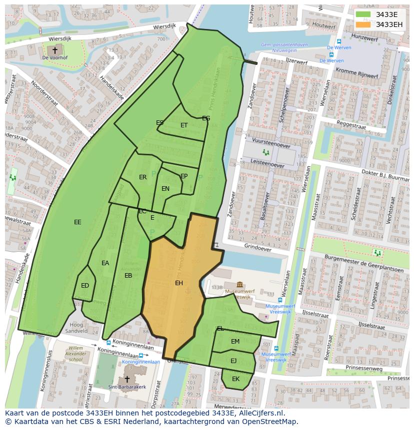 Afbeelding van het postcodegebied 3433 EH op de kaart.