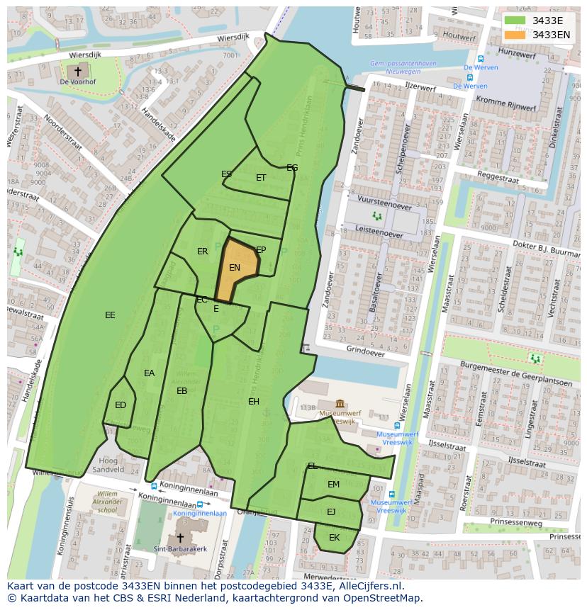 Afbeelding van het postcodegebied 3433 EN op de kaart.