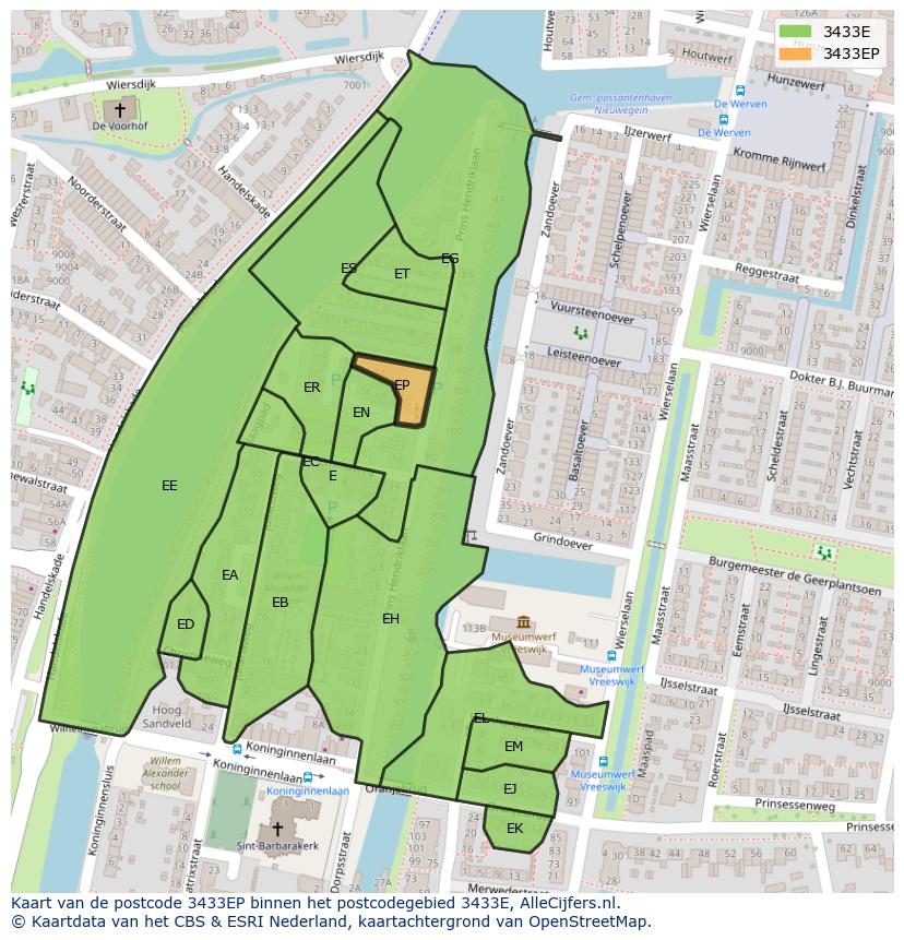 Afbeelding van het postcodegebied 3433 EP op de kaart.