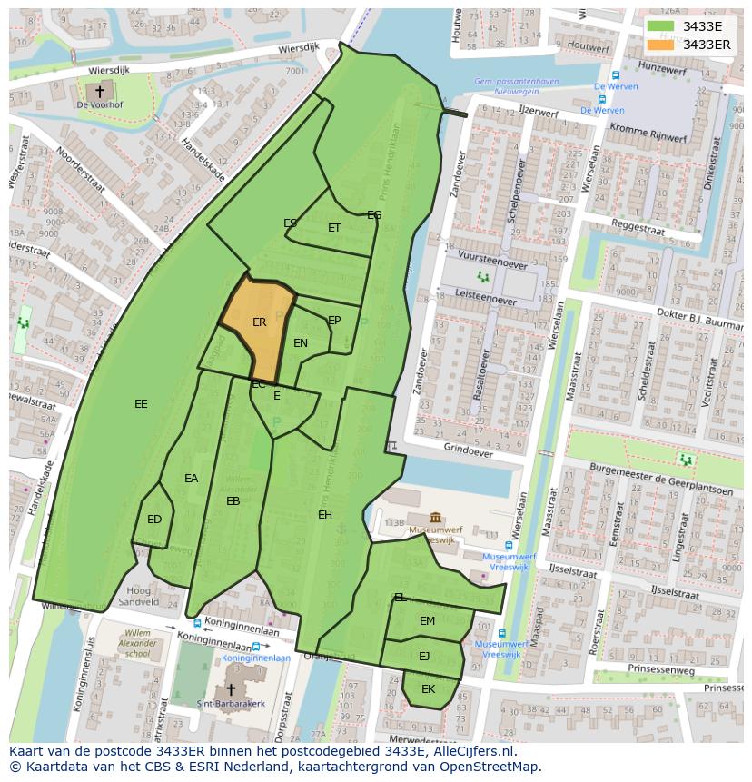 Afbeelding van het postcodegebied 3433 ER op de kaart.