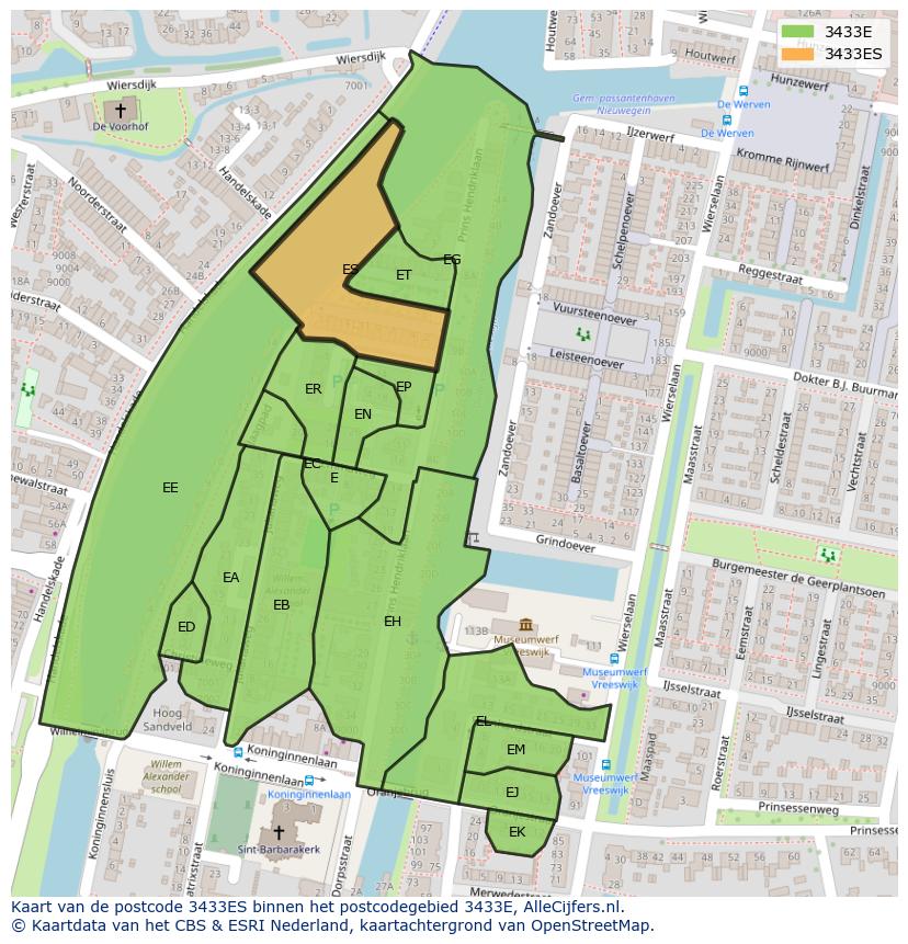 Afbeelding van het postcodegebied 3433 ES op de kaart.