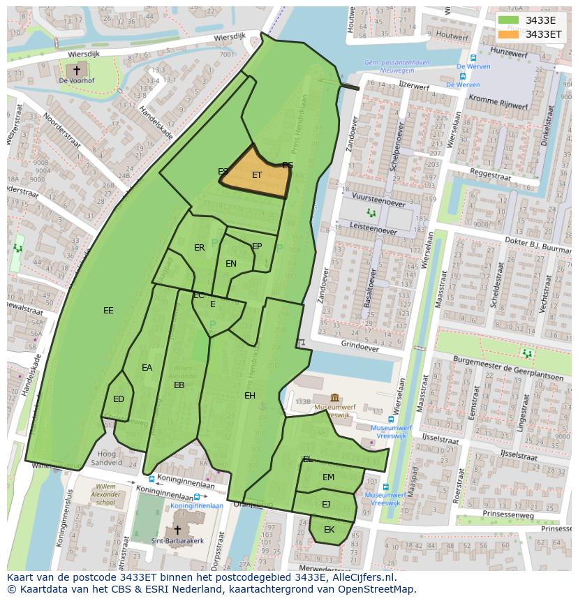 Afbeelding van het postcodegebied 3433 ET op de kaart.