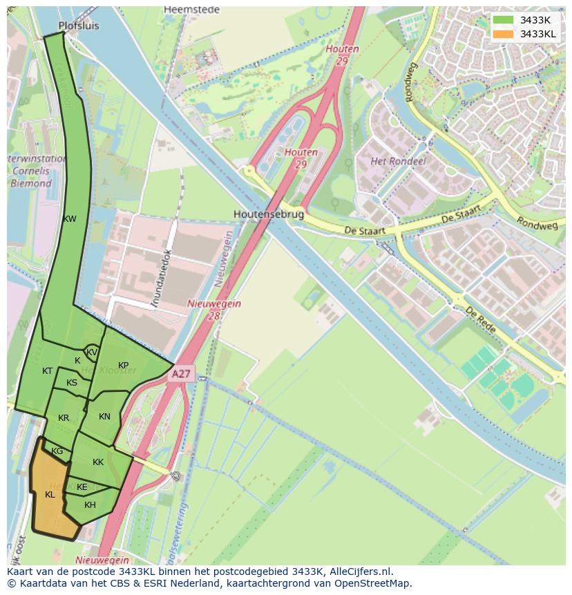 Afbeelding van het postcodegebied 3433 KL op de kaart.