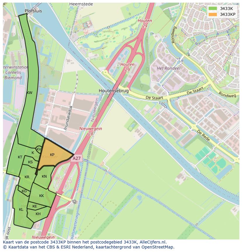 Afbeelding van het postcodegebied 3433 KP op de kaart.