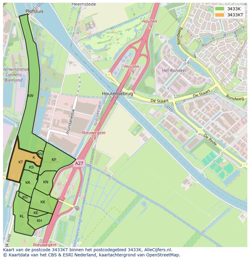 Afbeelding van het postcodegebied 3433 KT op de kaart.
