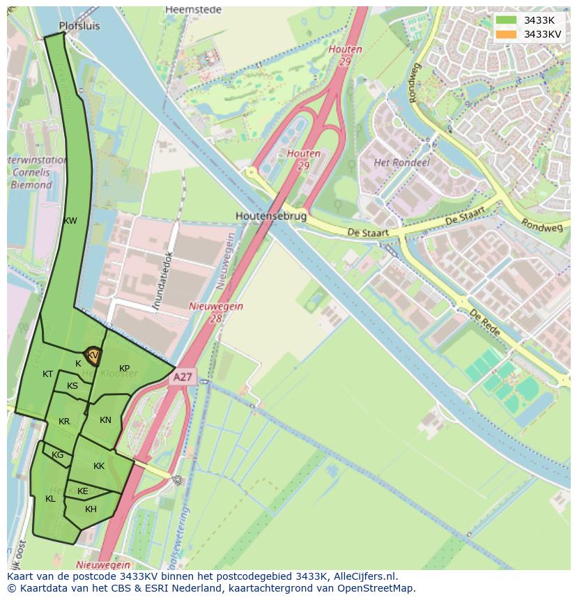 Afbeelding van het postcodegebied 3433 KV op de kaart.