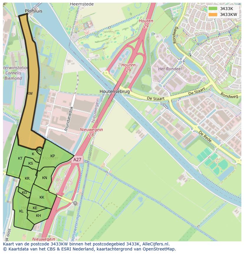 Afbeelding van het postcodegebied 3433 KW op de kaart.