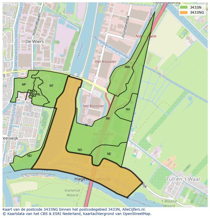Afbeelding van het postcodegebied 3433 NG op de kaart.