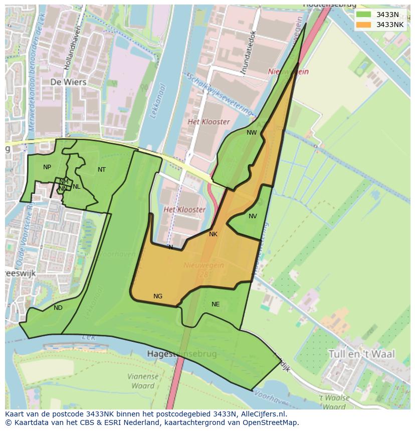 Afbeelding van het postcodegebied 3433 NK op de kaart.