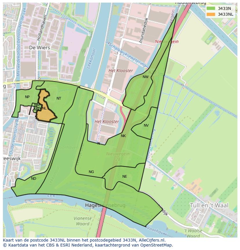 Afbeelding van het postcodegebied 3433 NL op de kaart.