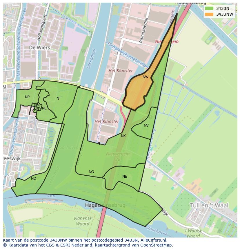 Afbeelding van het postcodegebied 3433 NW op de kaart.