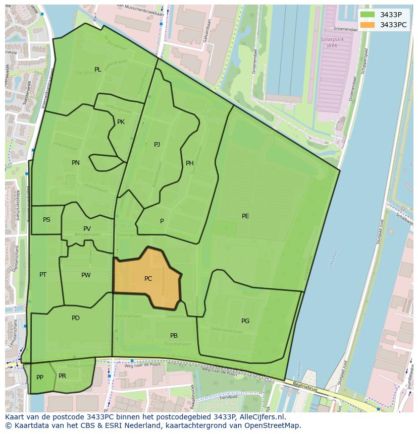 Afbeelding van het postcodegebied 3433 PC op de kaart.