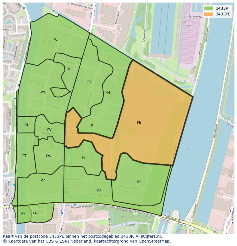 Afbeelding van het postcodegebied 3433 PE op de kaart.
