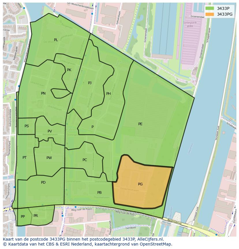 Afbeelding van het postcodegebied 3433 PG op de kaart.