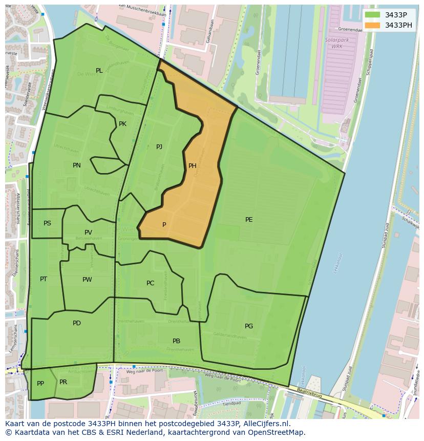 Afbeelding van het postcodegebied 3433 PH op de kaart.