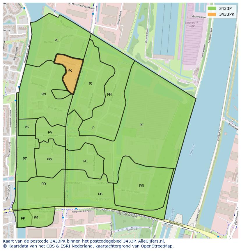 Afbeelding van het postcodegebied 3433 PK op de kaart.