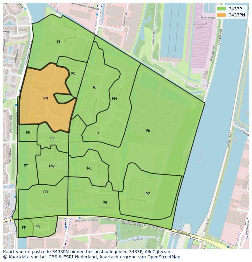 Afbeelding van het postcodegebied 3433 PN op de kaart.
