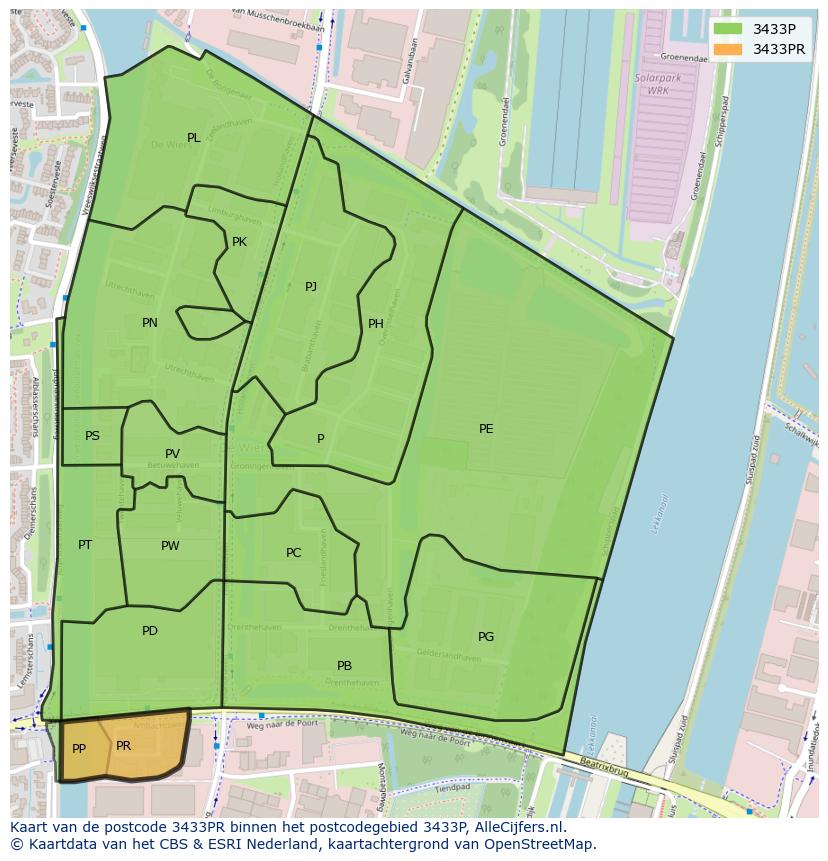 Afbeelding van het postcodegebied 3433 PR op de kaart.