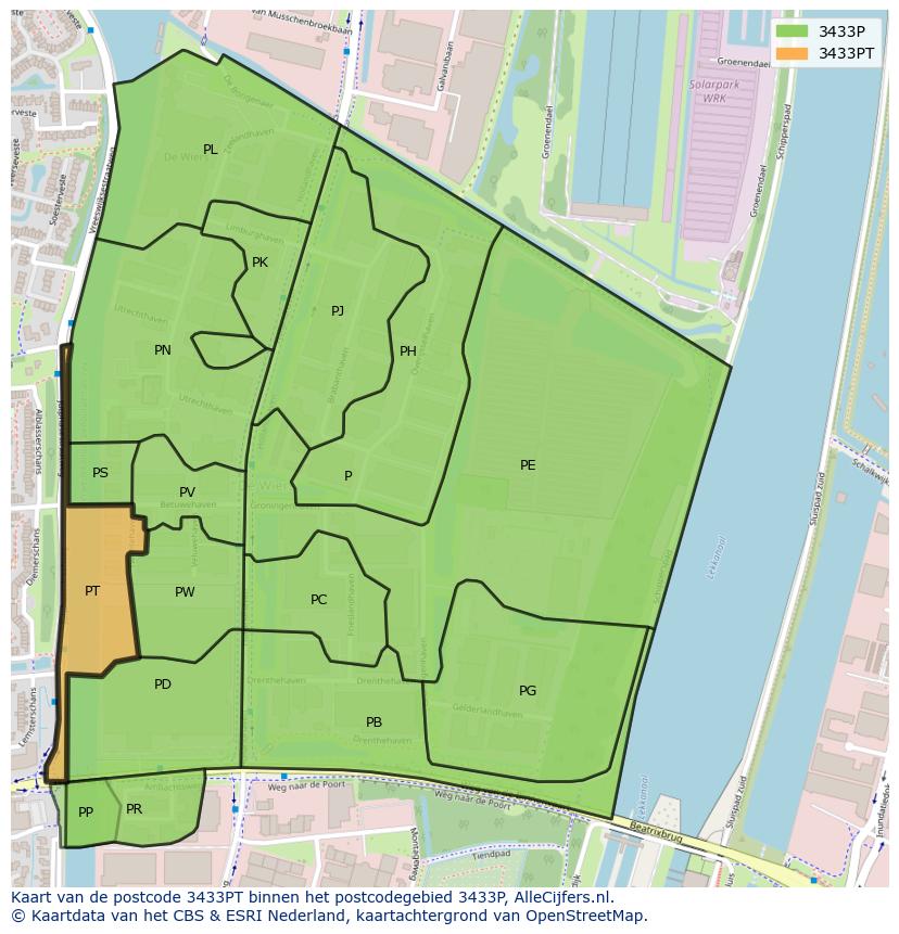 Afbeelding van het postcodegebied 3433 PT op de kaart.